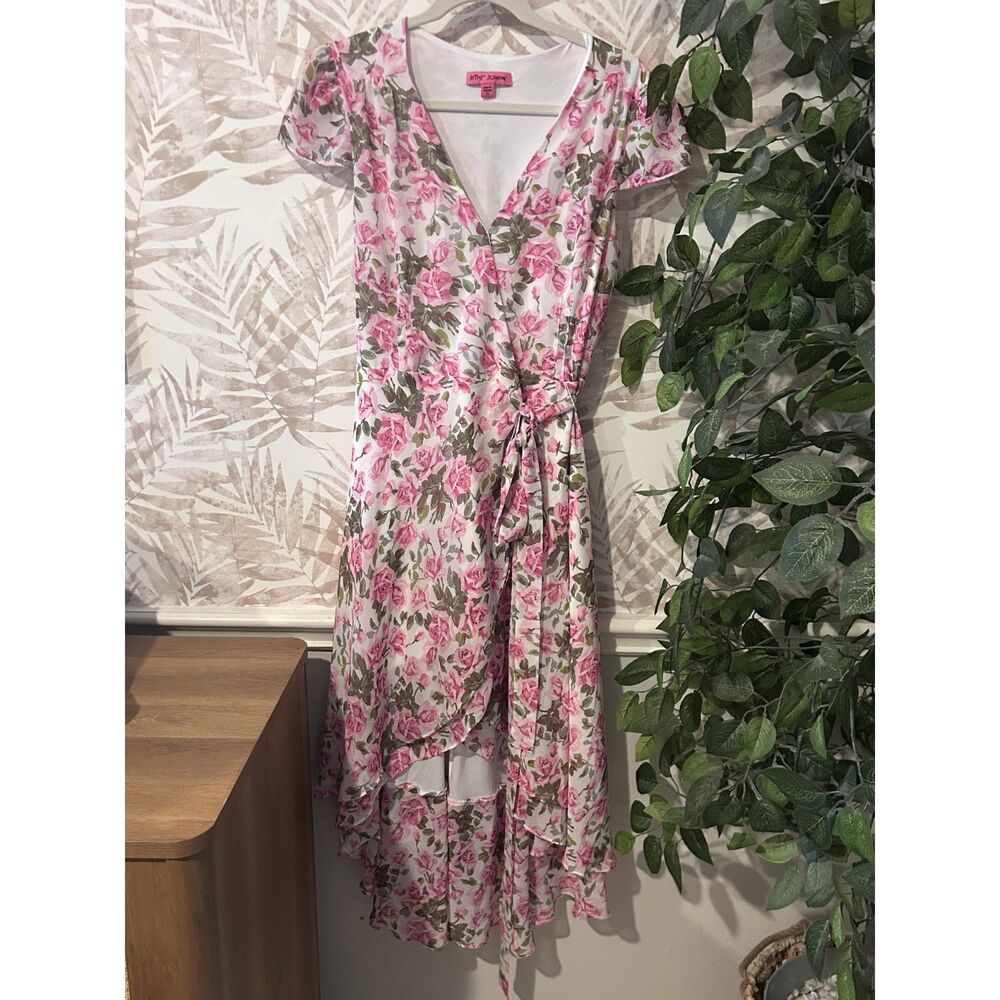 NWOT Betsey Johnson Floral Midi Wrap Dress Size 10 Romantic Boho - Picture 9 of 9